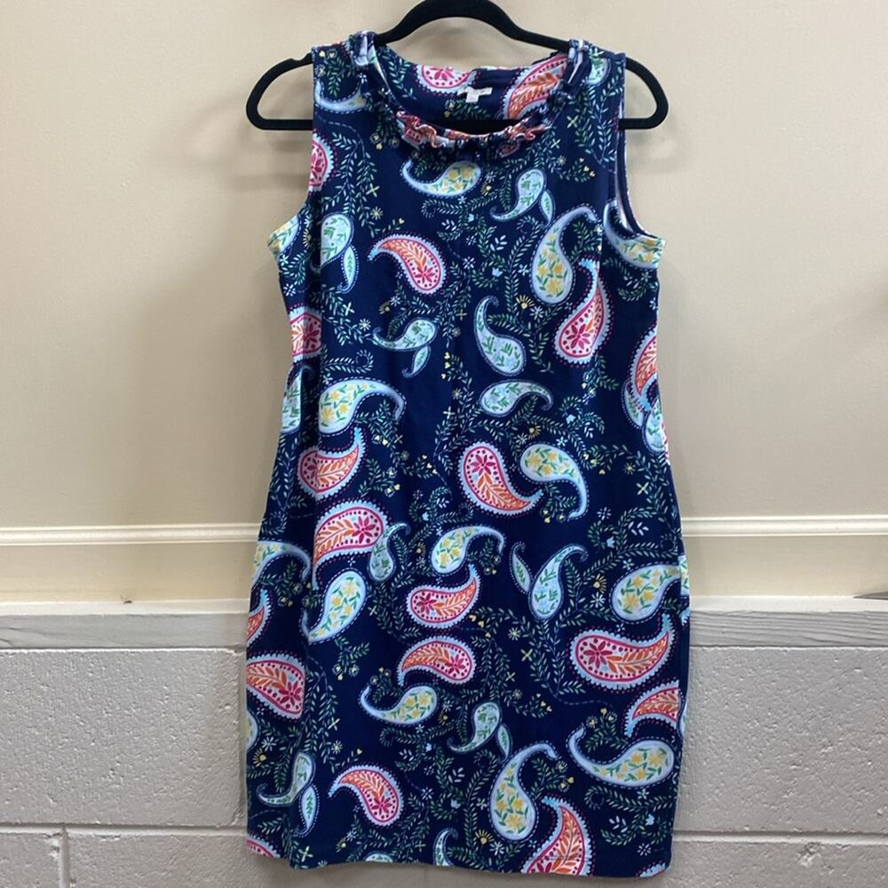 Talbots Vibrant Blue and Pink paisley floral sleeveless dress